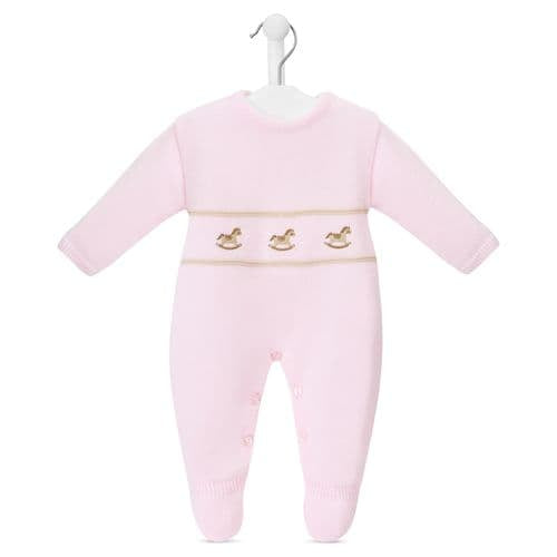 Dandelion Pink Knitted All in One with Rocking Horse Design