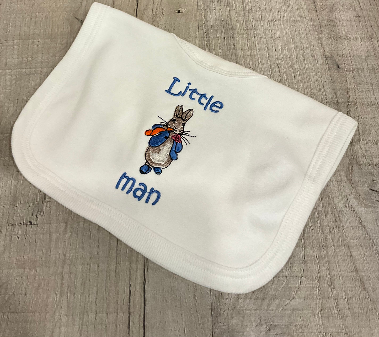 Pop Over Head Little Man Bib with Bunny