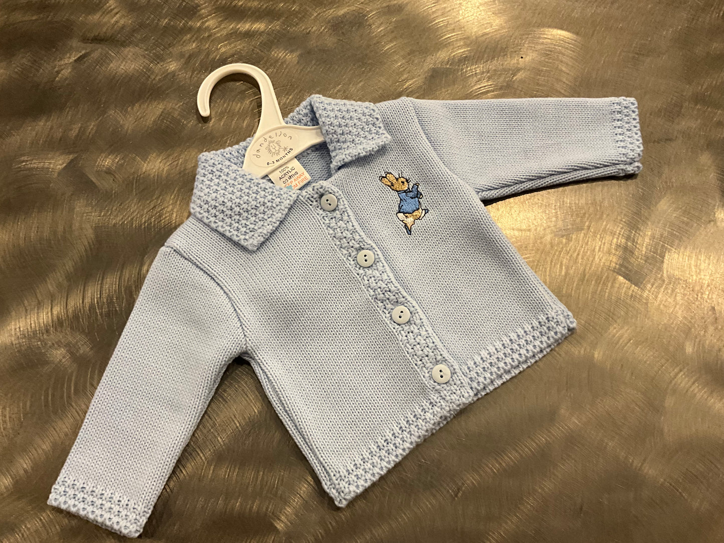 Dandelion Blue Knitted Cardigan with Embroidered Rabbit