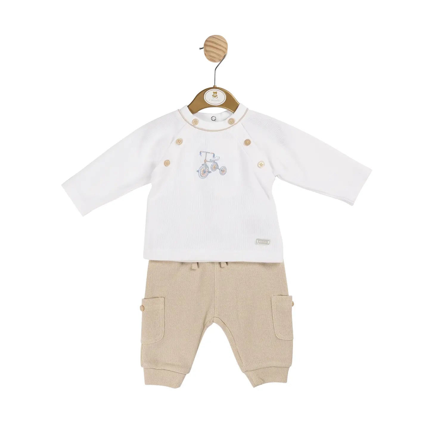 Mintini Baby White and Beige Two Piece Set