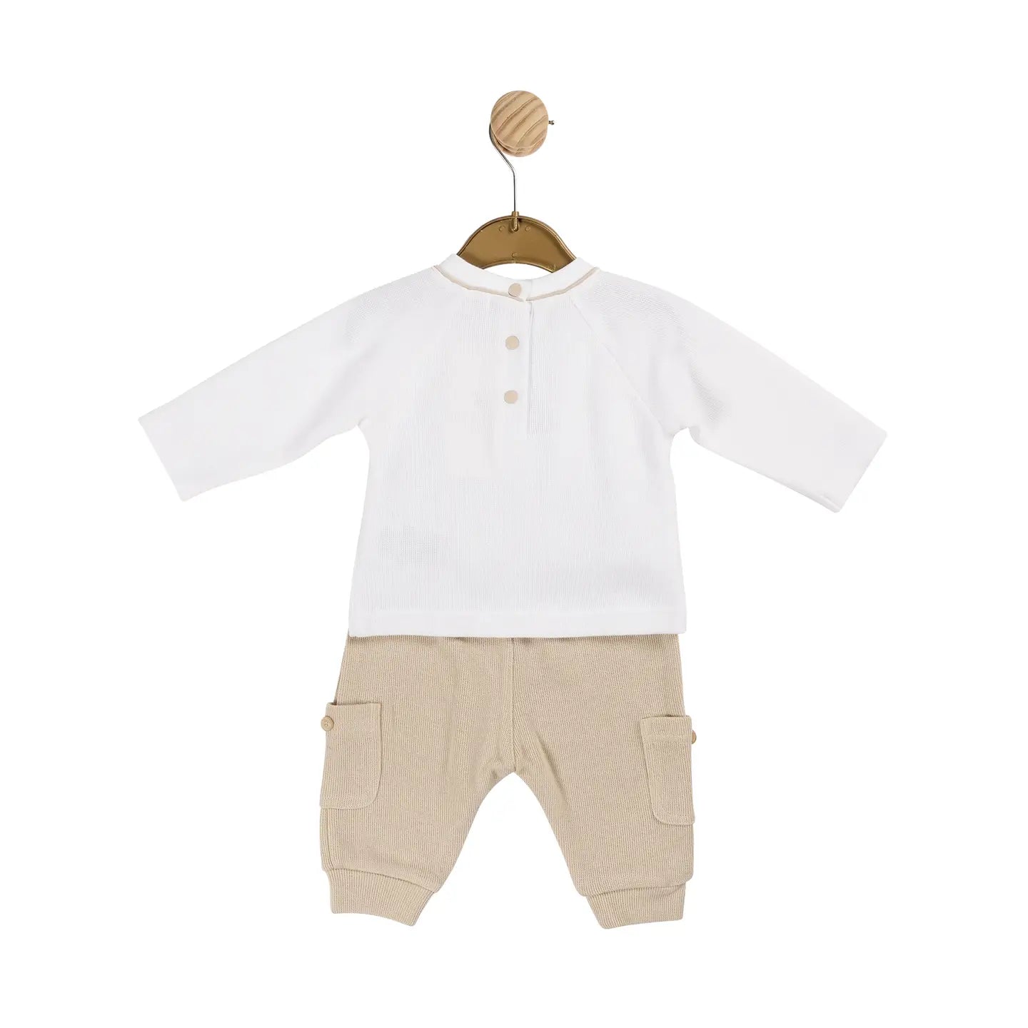 Mintini Baby White and Beige Two Piece Set