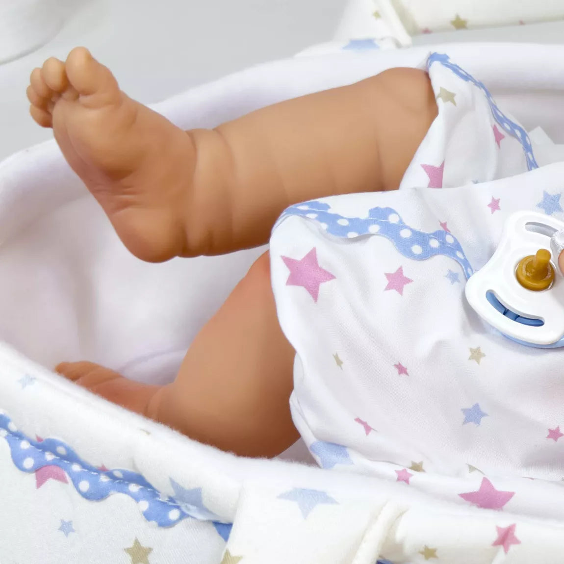 Nines d’Onil Baby Boy Doll Full Vinyl Bodied in Carrycot