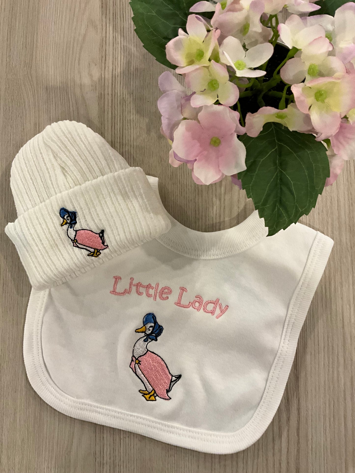 Beanie Hat and Matching Bib Jemima Puddleduck First Size