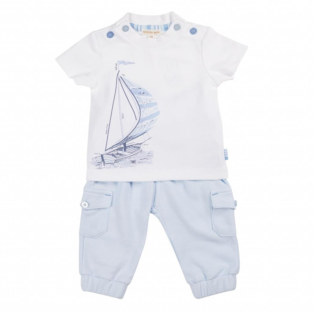 Mintini Boys Sailing Boat Top with Jogging Bottoms Set