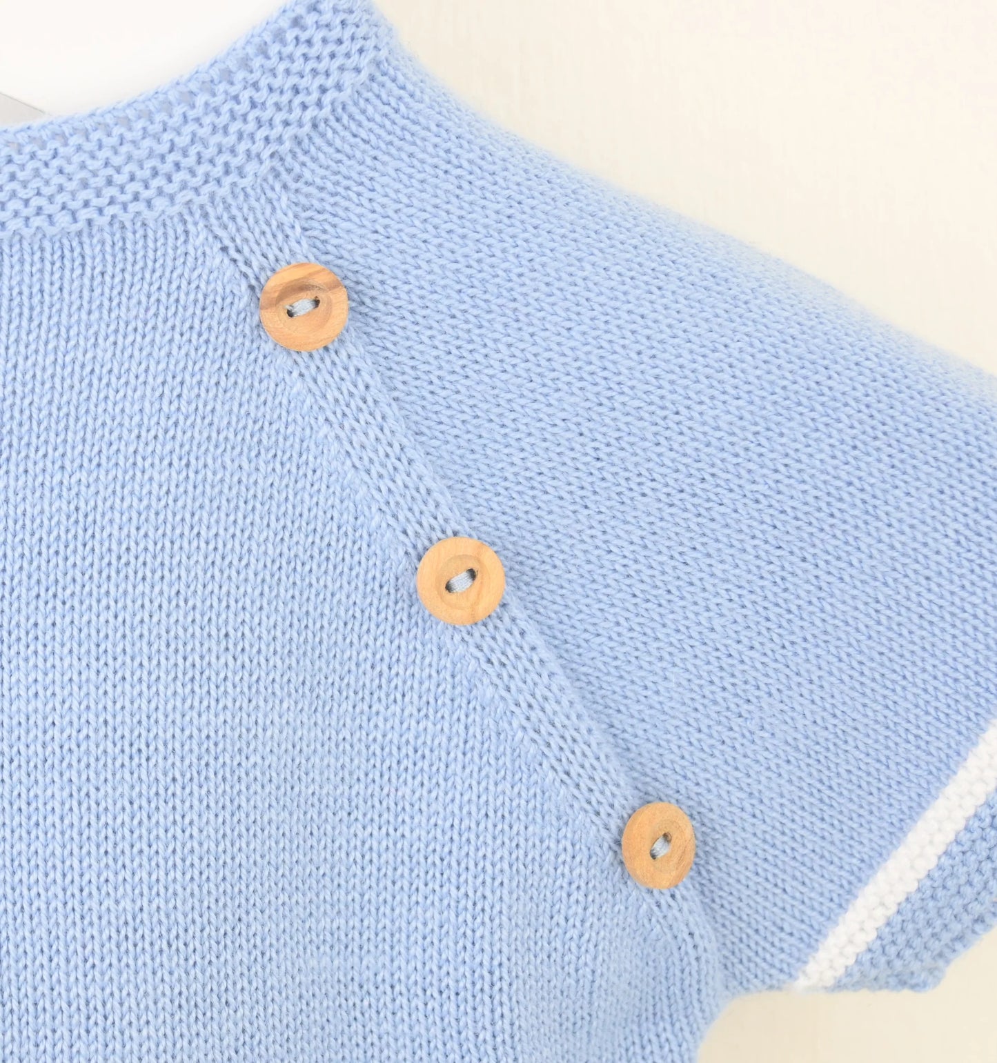 Pex Dusky Blue/White Knitted Short Set