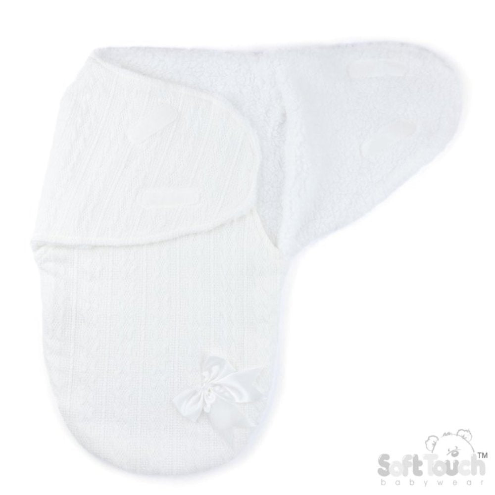 Soft Touch Baby Cable Swaddle Wrap with Sherpa Lining