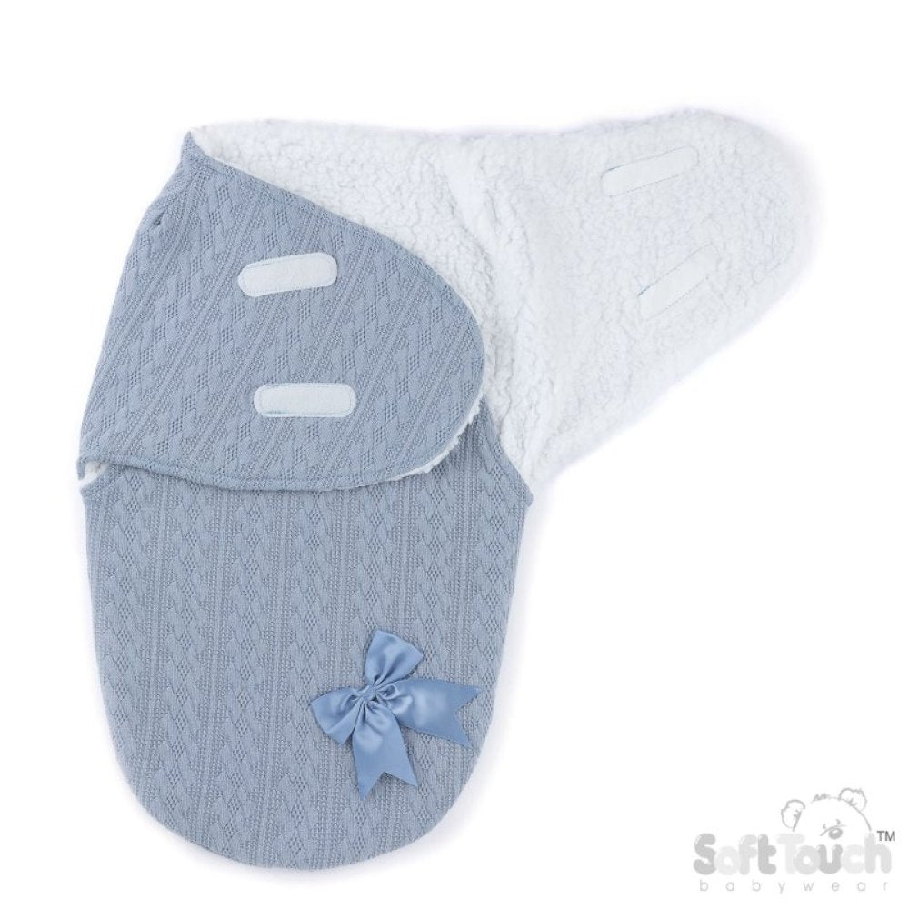Soft Touch Baby Cable Swaddle Wrap with Sherpa Lining