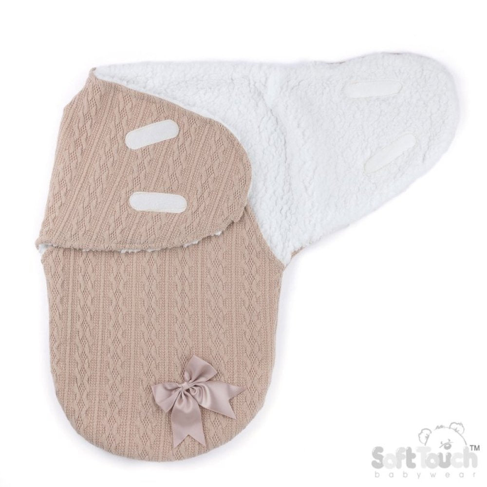 Soft Touch Baby Cable Swaddle Wrap with Sherpa Lining