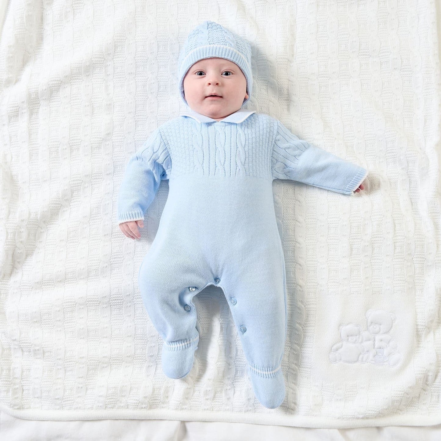 Dandelion Knitted Onesie and Pom Hat Set