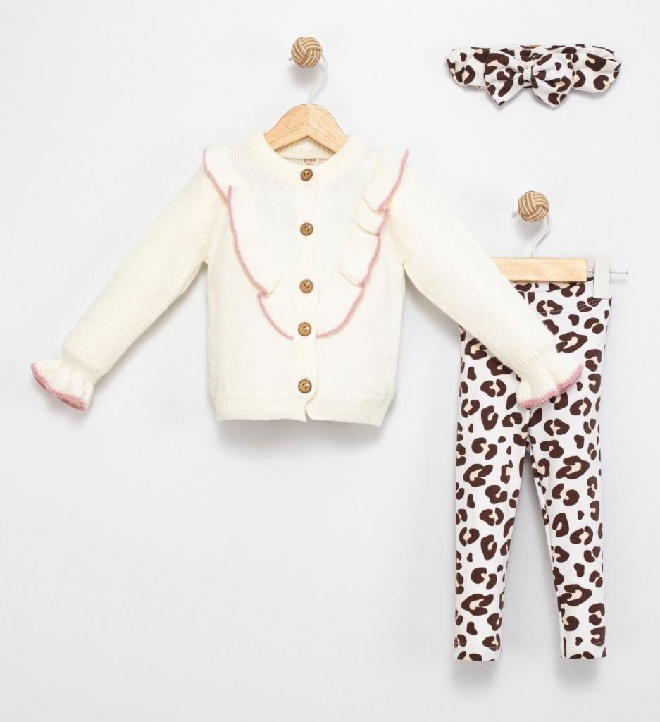 Babymy Three Piece Cardigan, Leggings and Hairband Set