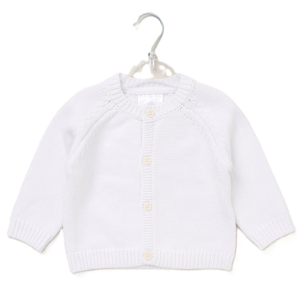 Rock a Bye Baby Boutique White knit Cardigan with Embroidered Little One on back