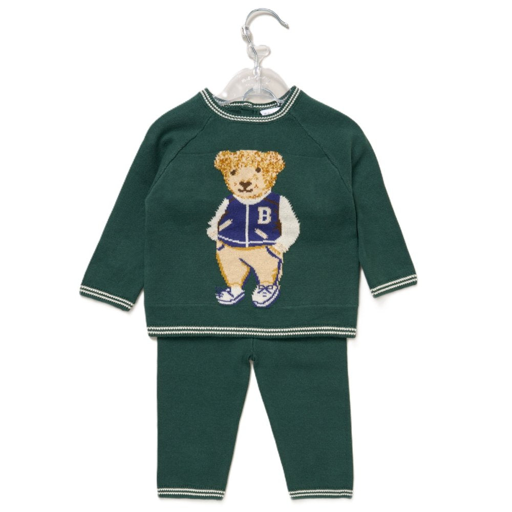 Rock a Bye Baby Boys Two Piece Knit Teddy Design Outfit