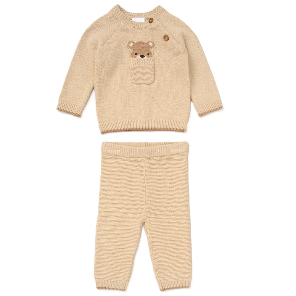 Rock a Bye Baby Beige Two Piece Knitted Outfit