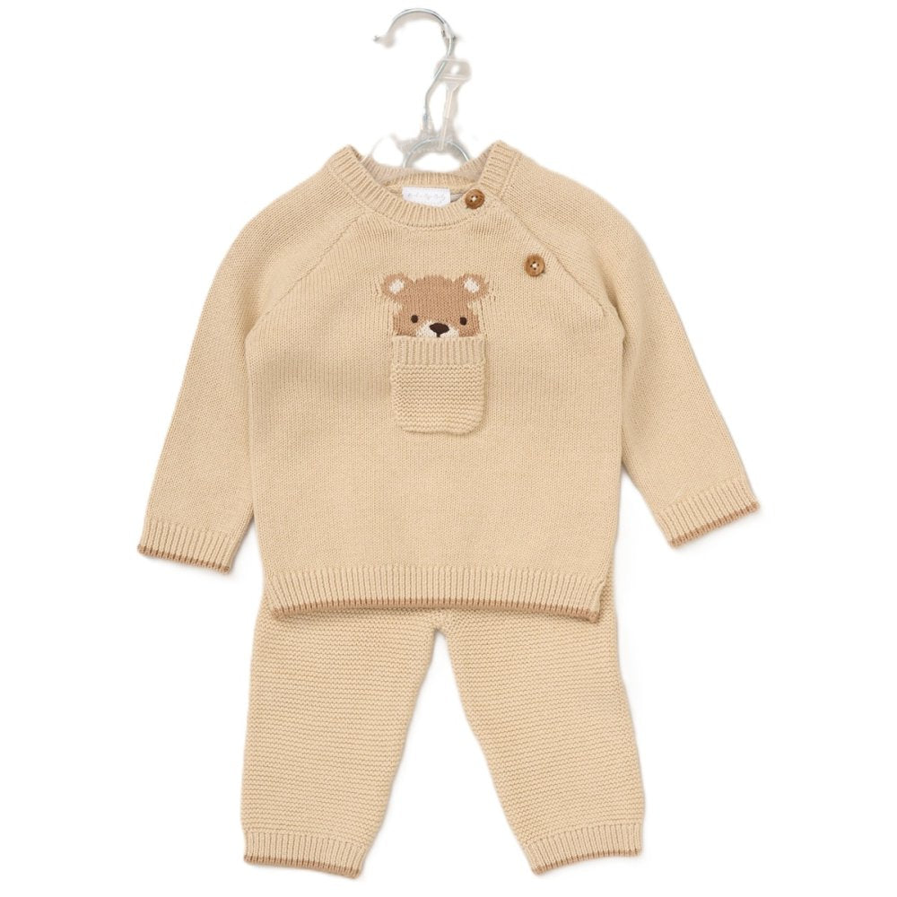 Rock a Bye Baby Beige Two Piece Knitted Outfit