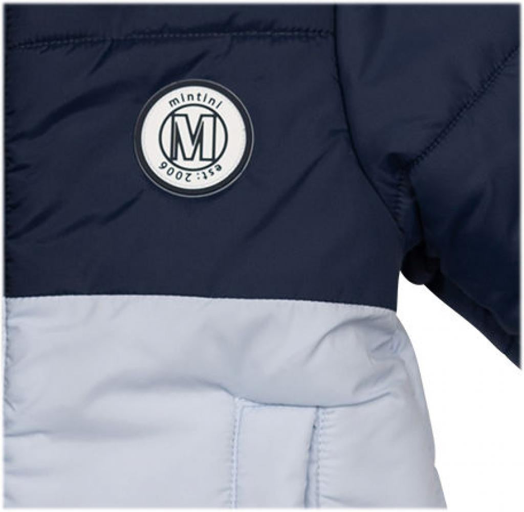 Mintini Boys Blue Navy Faux Fur Trim Hooded Jacket