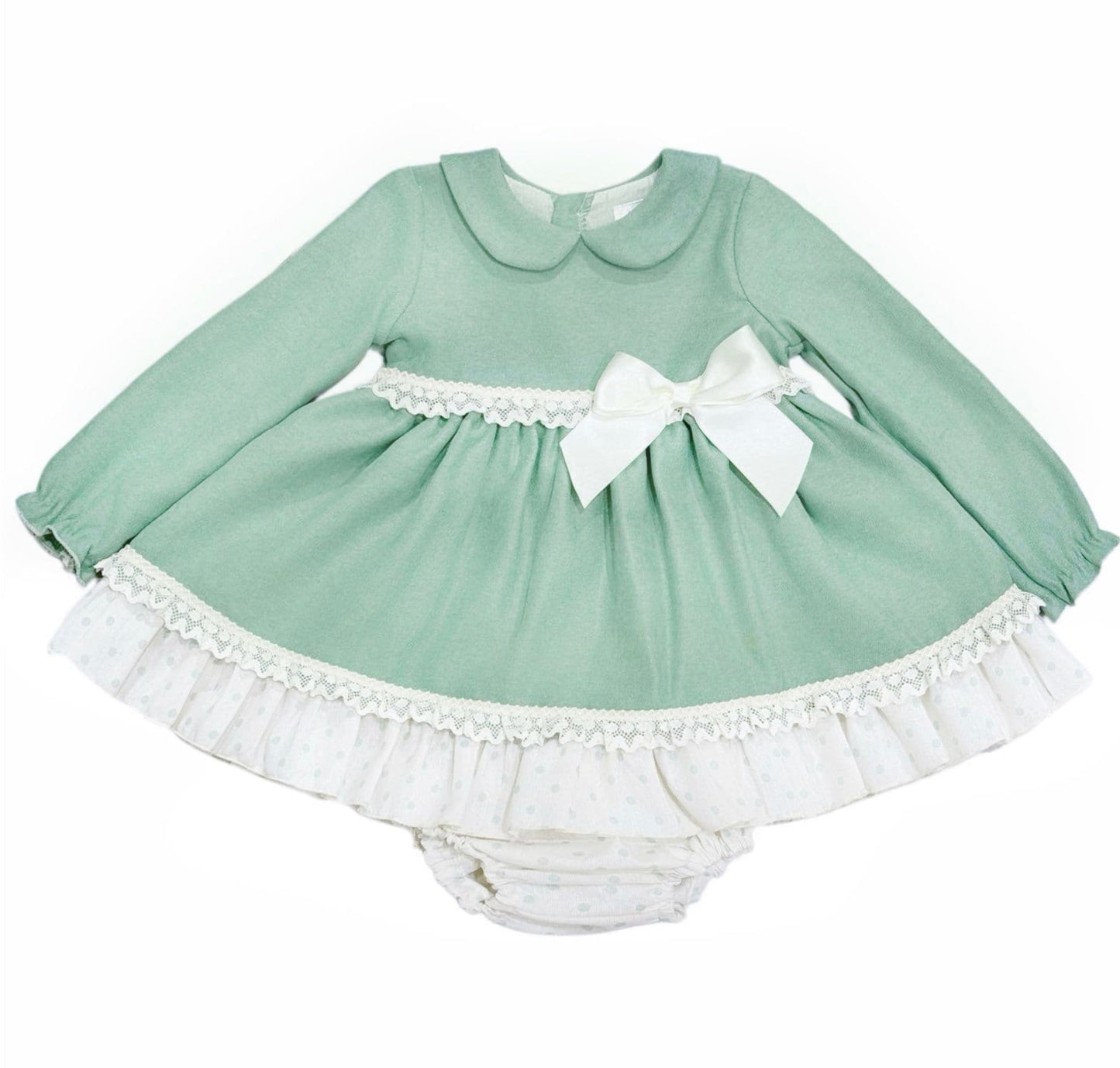 Wee Me Girls Green Lace Puff Ball Dress with Pants