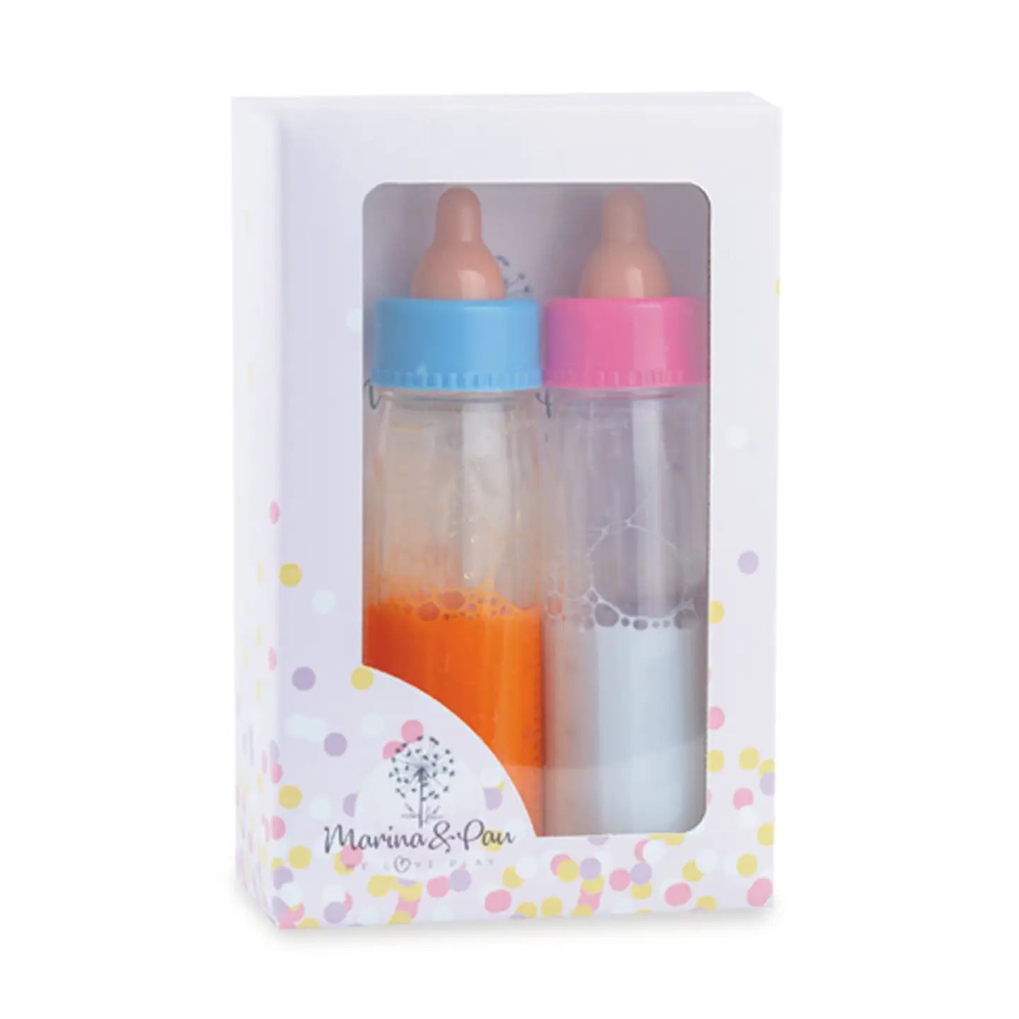 Marina and Pau Set of Two Magic Dolls Feeding Bottles