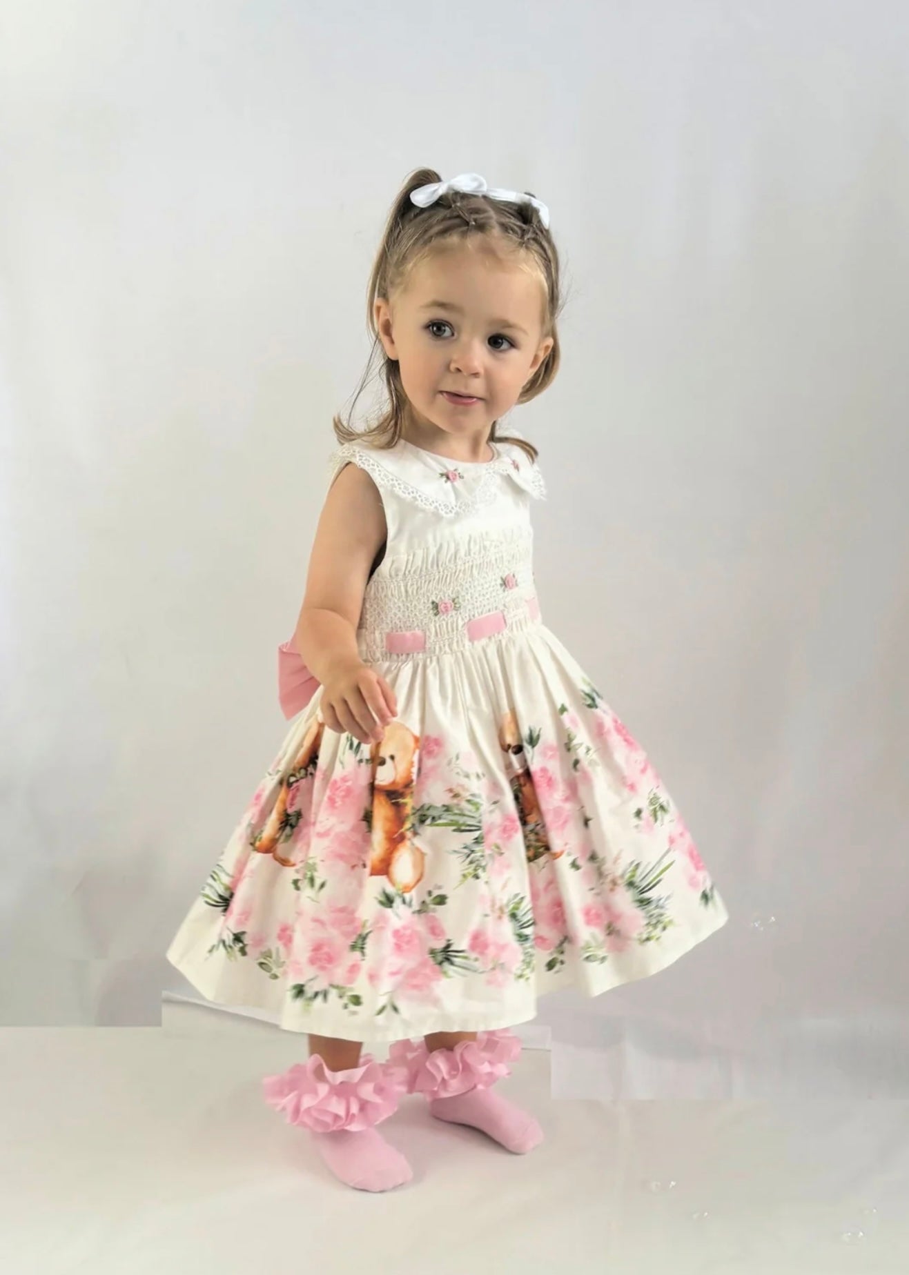 Beau Kid Beautiful Smocked Teddy Floral Dress
