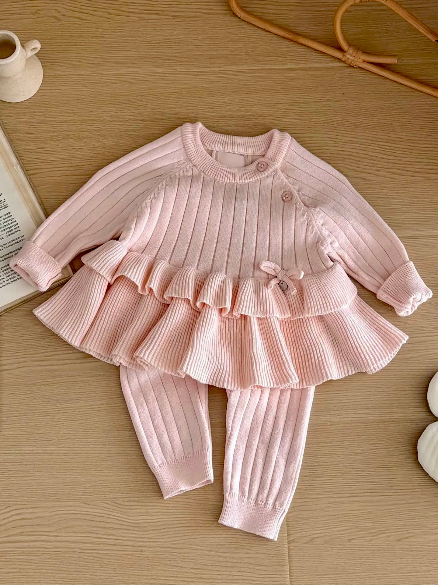 Sevva Baby Girls Pink Knitted Two Piece Set
