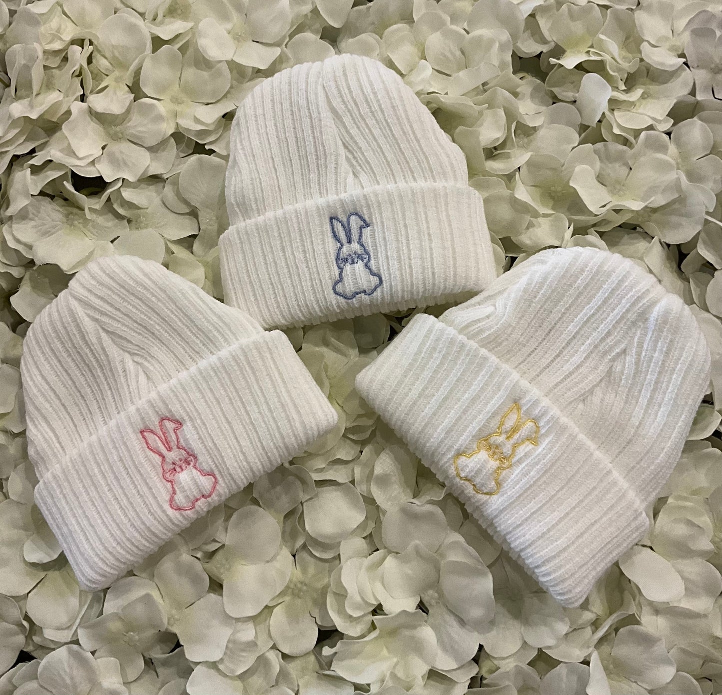 Bunny Embroidered Beanie Hats Newborn +
