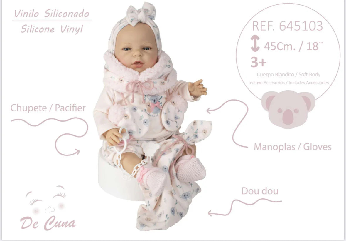 De Cuna Silicone Vinyl Spanish Doll 45 cms