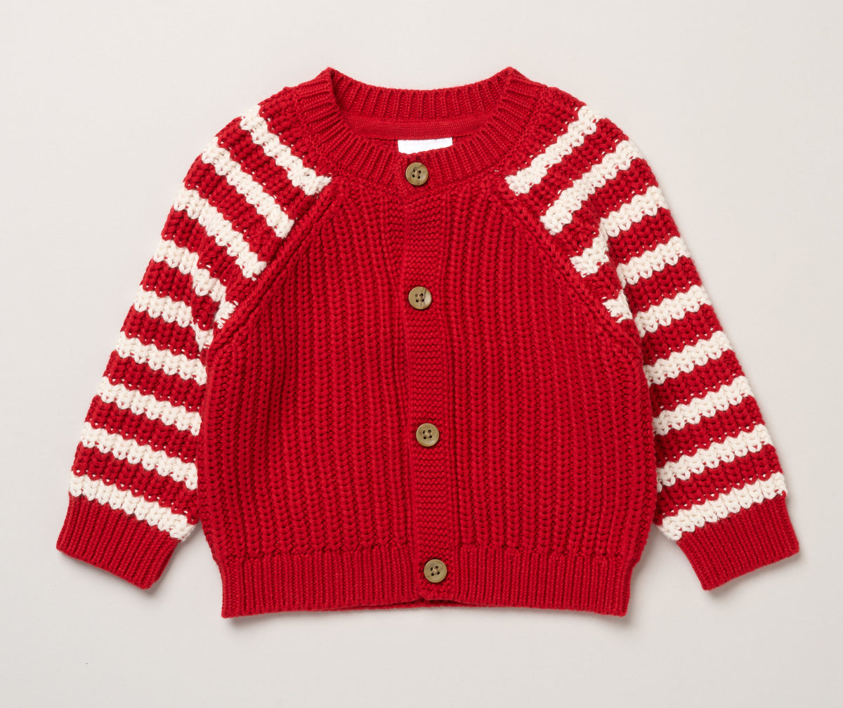 Rock A Bye Baby Embroidered Ho Ho Ho Red White Cardigan