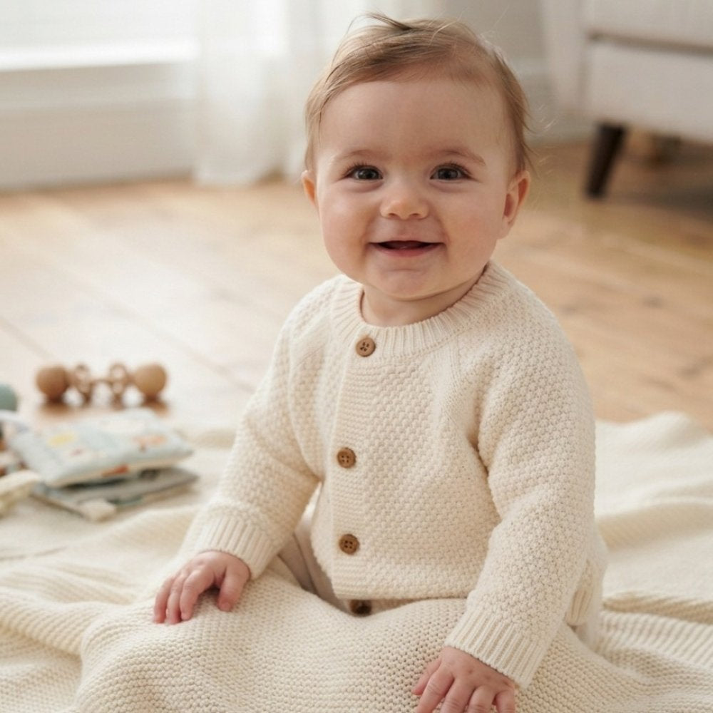 Rock A Bye Baby Cream Cardigan with Embroidered Born in 2027
