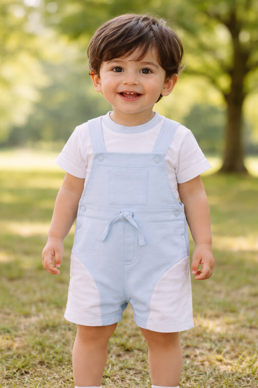 Mintini Blue White Two Piece Dungarees Short Set