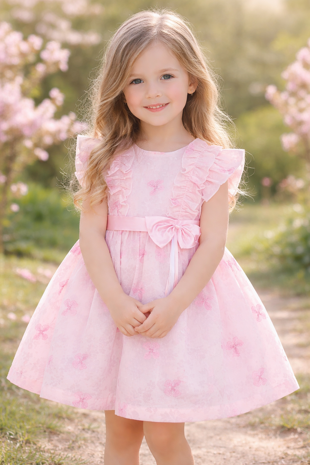 Beau Kid Girls Pretty Pink Floral Dress