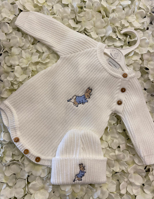 Dandelion Knitted Set Embroidered Peter Rabbit with matching Hat