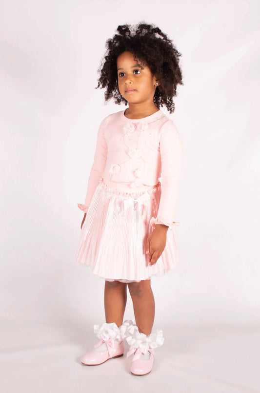 Beau Kid Pretty Peach Coloured Skirt and Flower Top