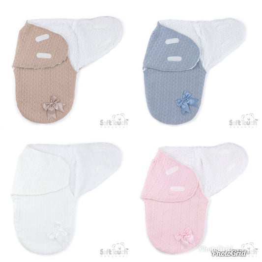Soft Touch Baby Cable Swaddle Wrap with Sherpa Lining