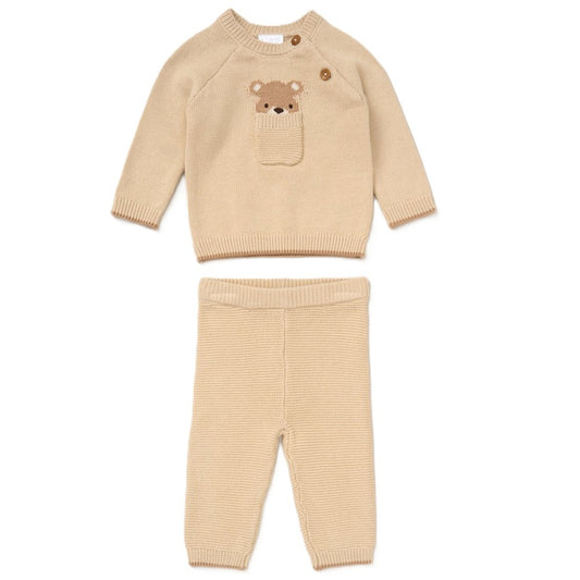 Rock a Bye Baby Beige Two Piece Knitted Outfit