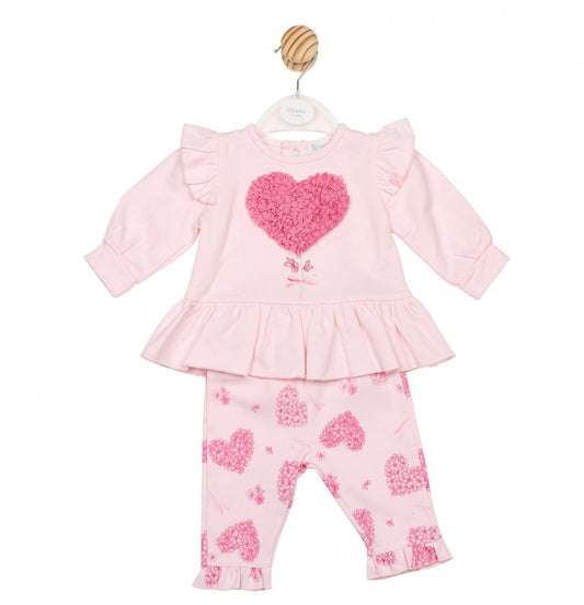 Mintini Pink Heart Girls Leggings and Top Set