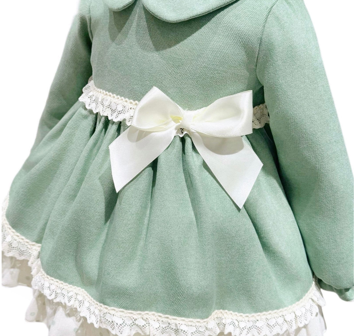 Wee Me Girls Green Lace Puff Ball Dress with Pants