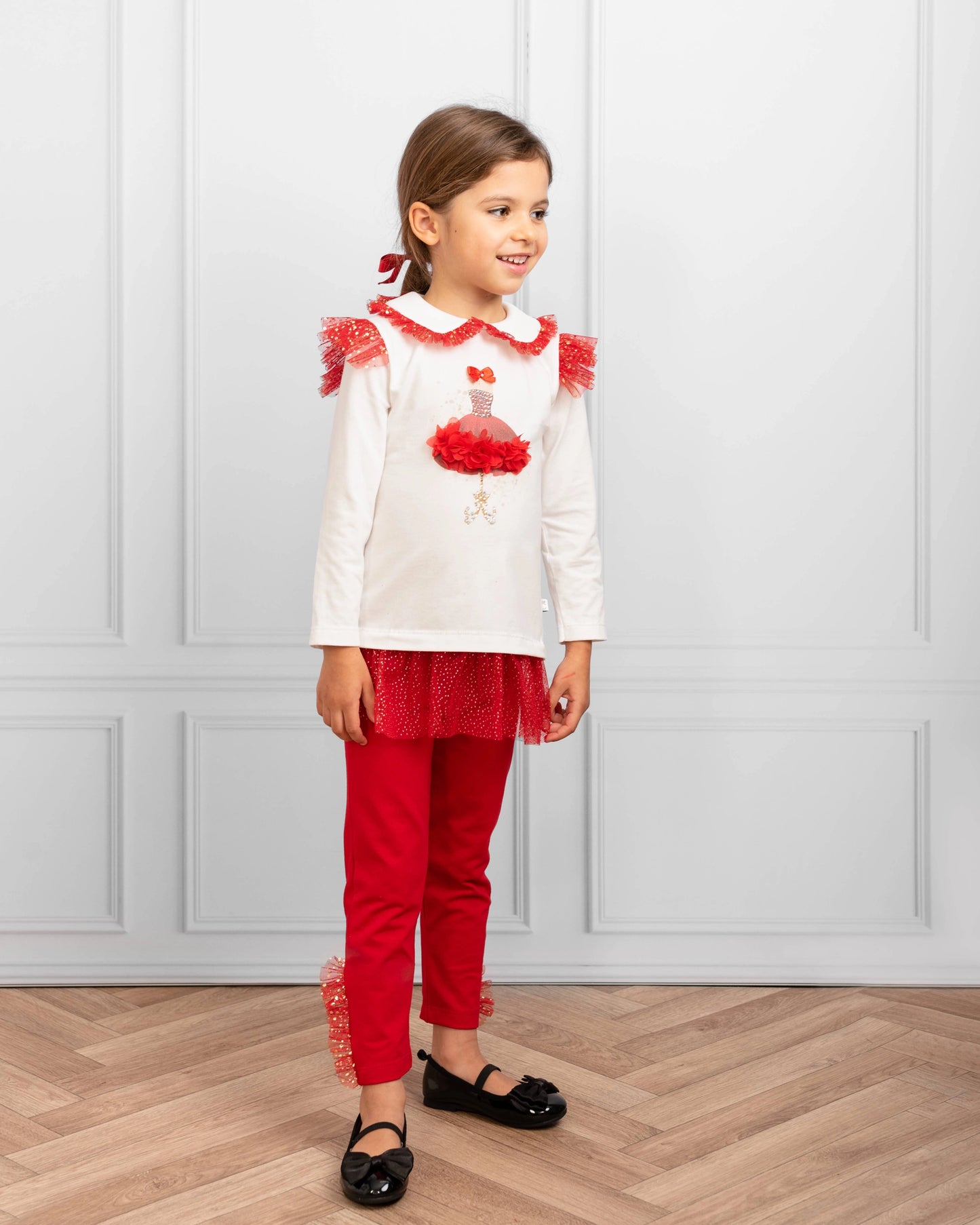 Caramelo Kids Red Tunic Top and Matching Leggings Set
