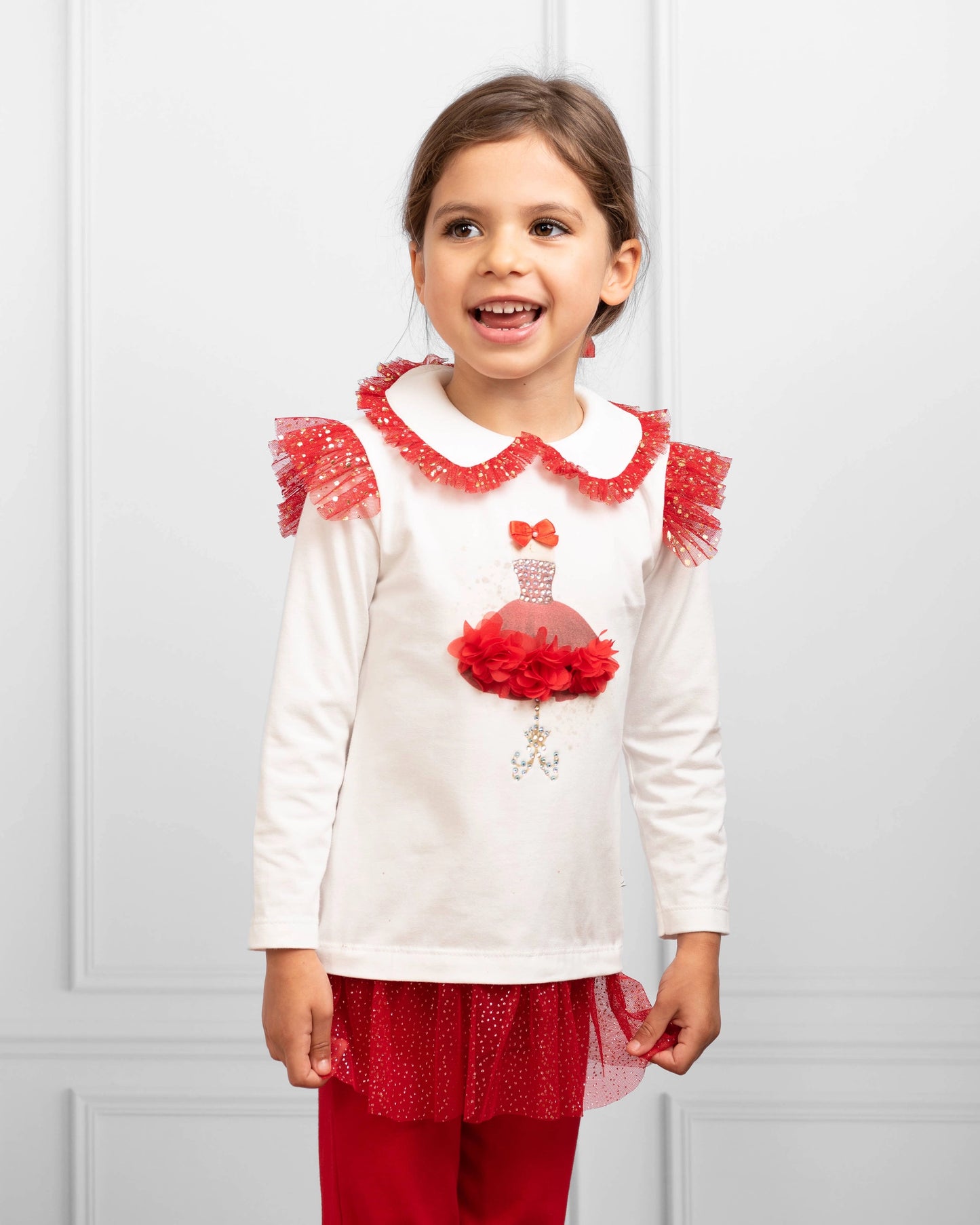 Caramelo Kids Red Tunic Top and Matching Leggings Set