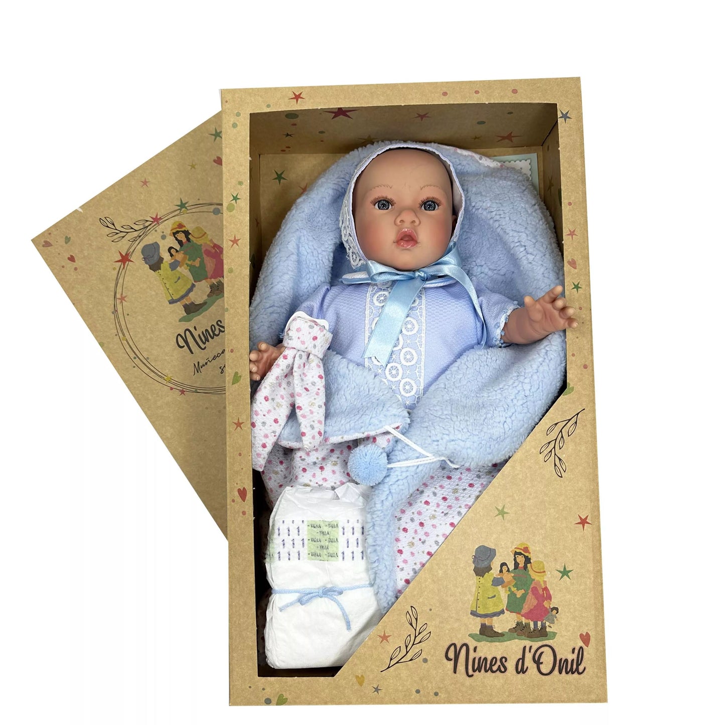 Nines d’Onil Premium Reborn Doll in Blue 48 cms Weighted