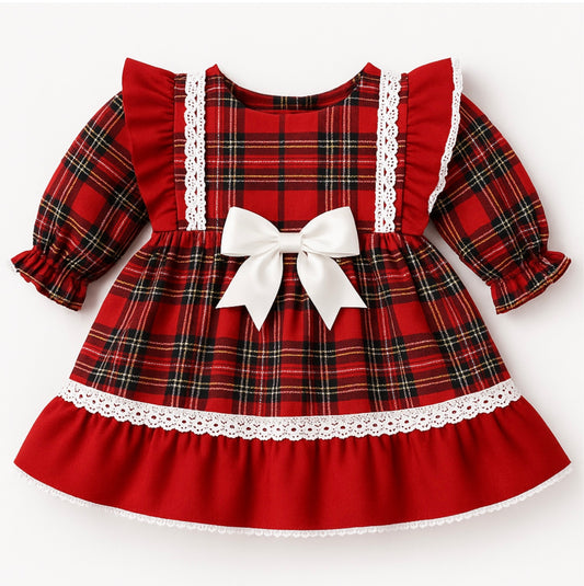 Kinder Collection Red Tartan Long Sleeve Dress