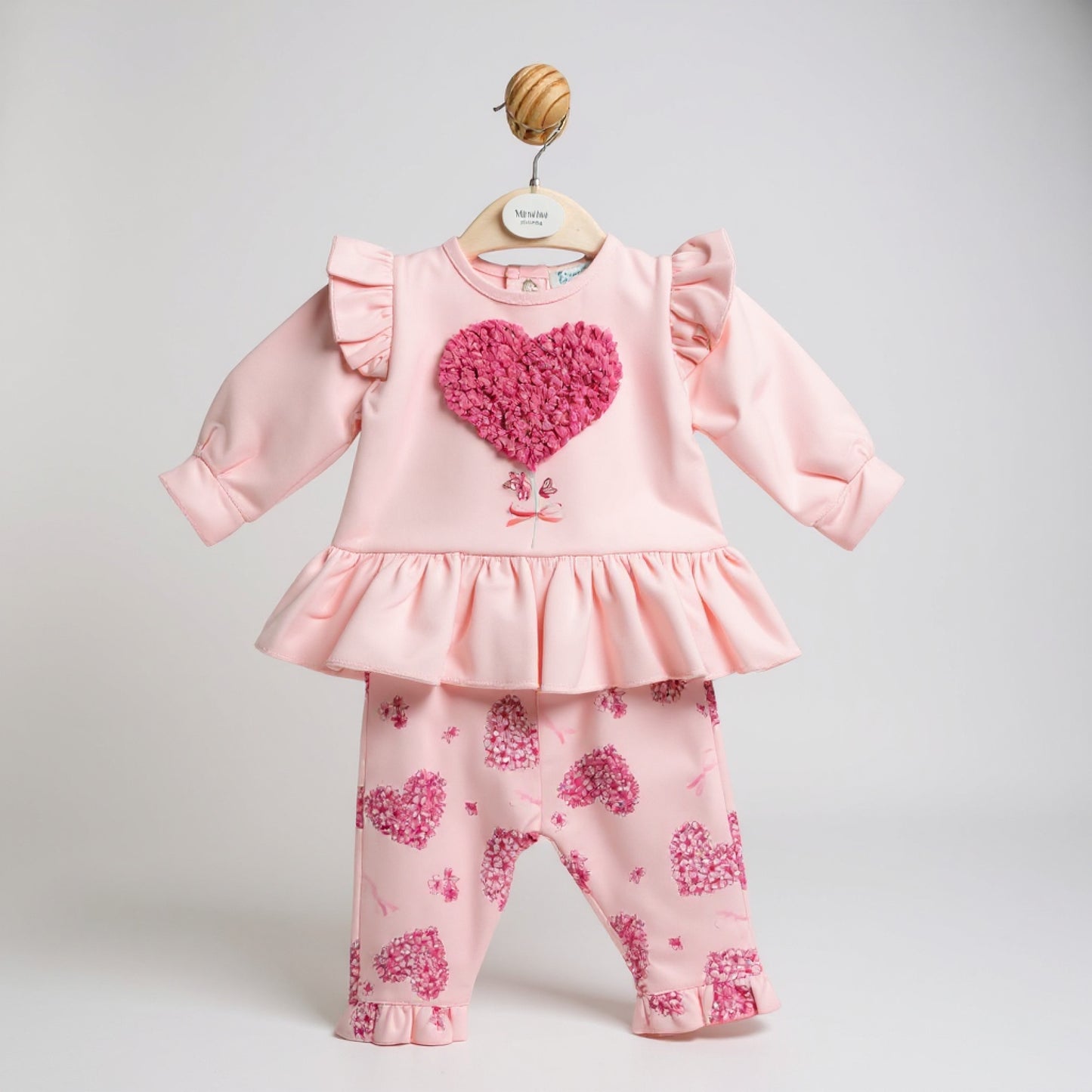 Mintini Pink Heart Girls Leggings and Top Set