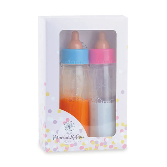 Marina and Pau Set of Two Magic Dolls Feeding Bottles