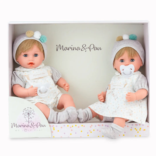 Marina and Pau Mini Reborn Twin Dolls Weighted 35 cms