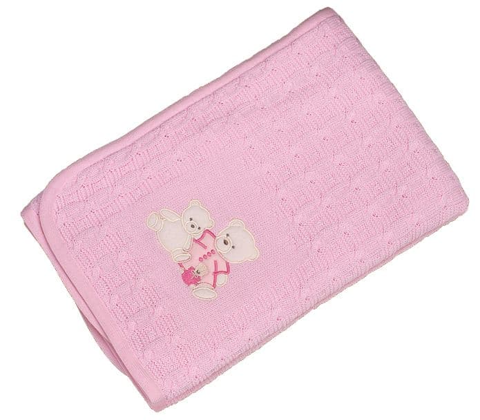 Dandelion Knitted Fleece Teddy Bear Embroidered Blanket 3 Colours