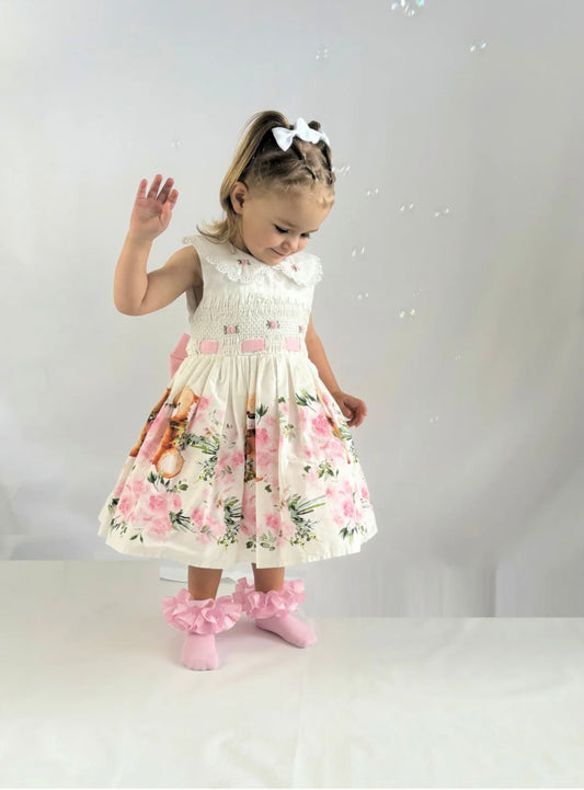Beau Kid Beautiful Smocked Teddy Floral Dress