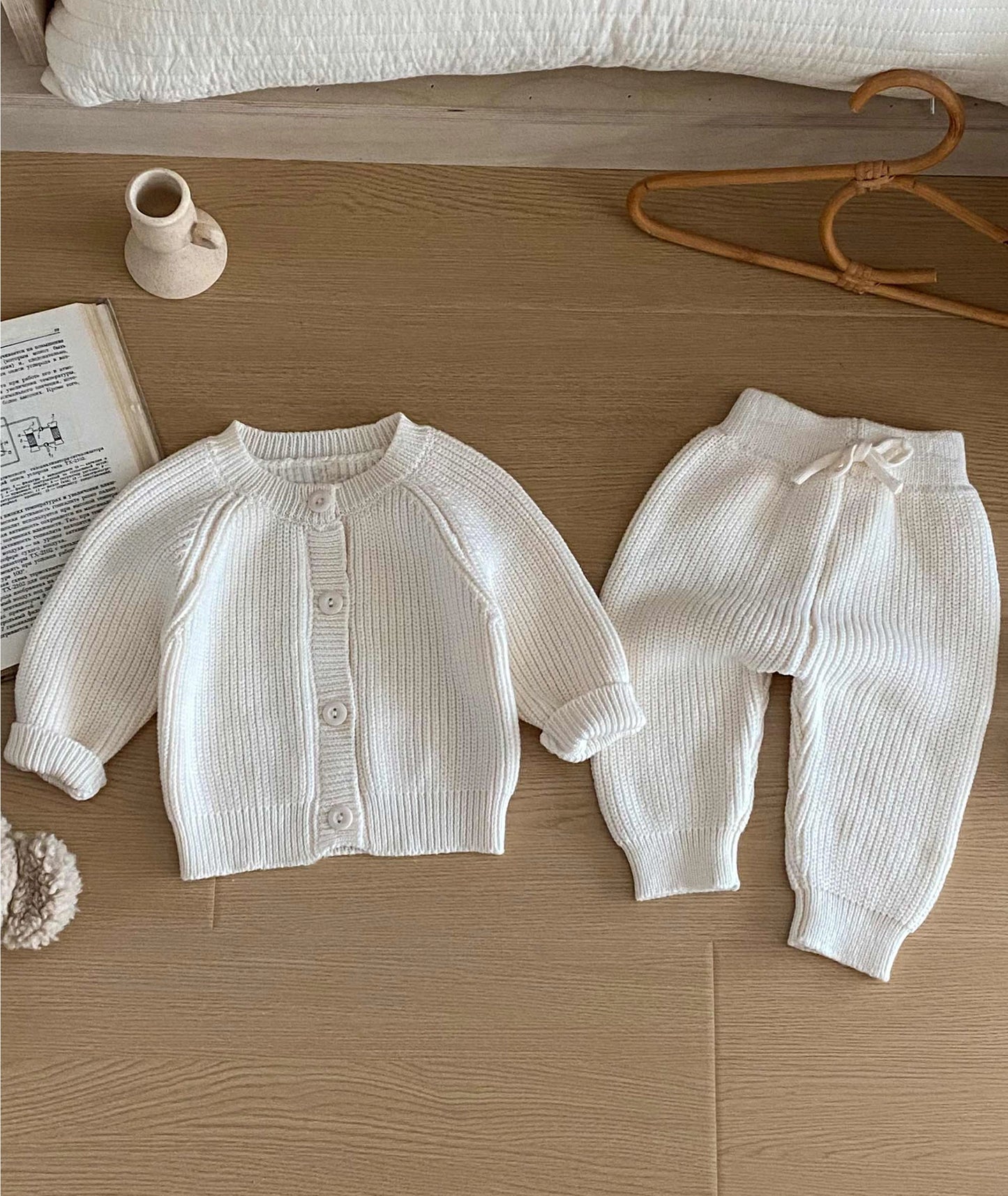 Sevva Boys Cardigan and Trousers Ivory Knitted Two Piece Set