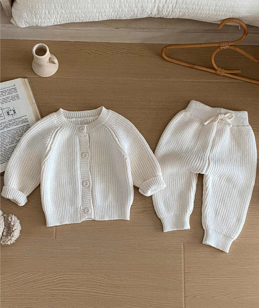 Sevva Boys Cardigan and Trousers Ivory Knitted Two Piece Set