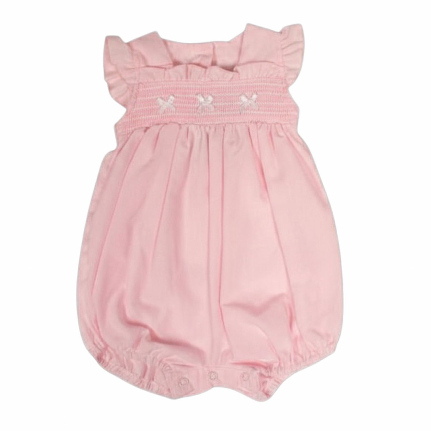 Little Chick Pink Smocked Baby Girls Romper with Bows