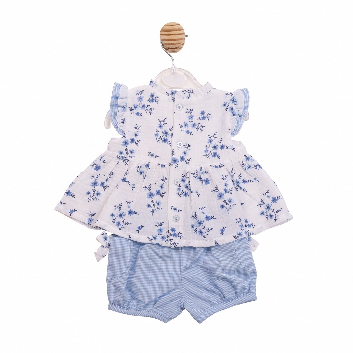 Mintini Floral Bows and Gingham Bloomer Short Set