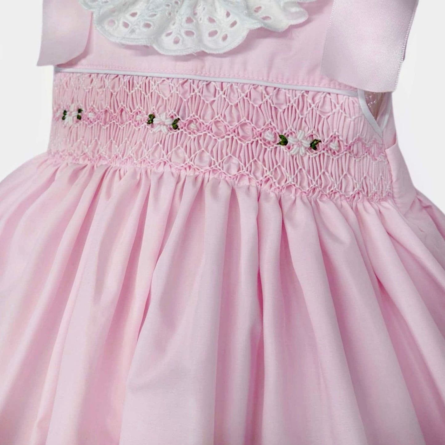 Wee Me Pink Girls Smocked Embroidered Dress with matching Pants