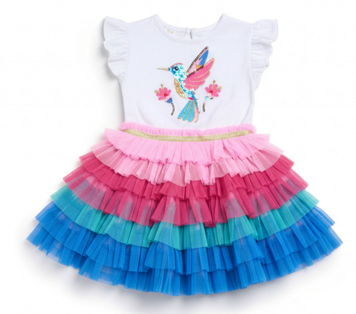Miss Humming Bird Sequin Multi Coloured Tutu Dress